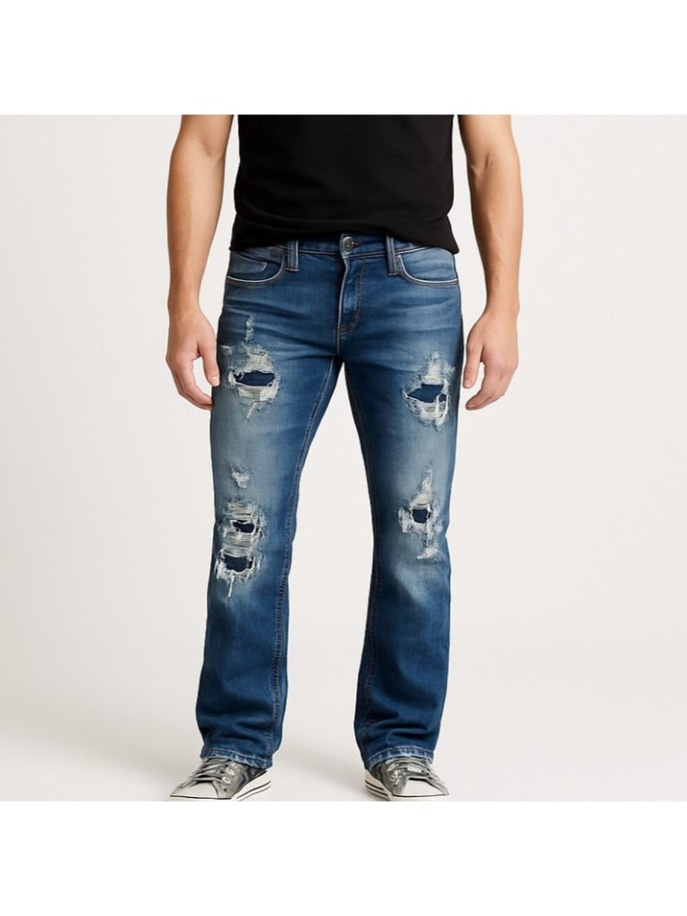 BKE Jake Bootleg Jeans Mens 29R Distressed Medium Wash Stretch Denim 31.5 Inseam